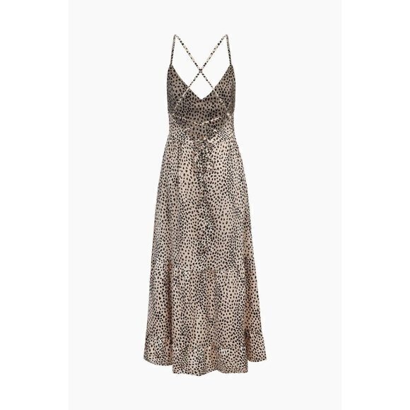 Cupshe Animal Spot Print Tie Back Vneck Lace-up Backless Maxi Slip Dress Size XL - Picture 13 of 13